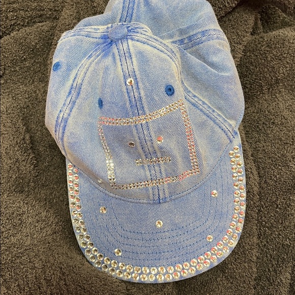 ACNE Studio Cunov  Blue Denim Cap with Rhinestone Accents main image 9
